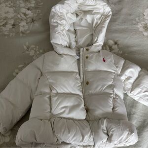 Ralph Lauren Ivory Puffer Vest with Pink Logo